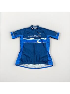 Louis Garneau Unisex Blue BACKROADS Full Zip Short Sleeve Cycling Jersey Size M